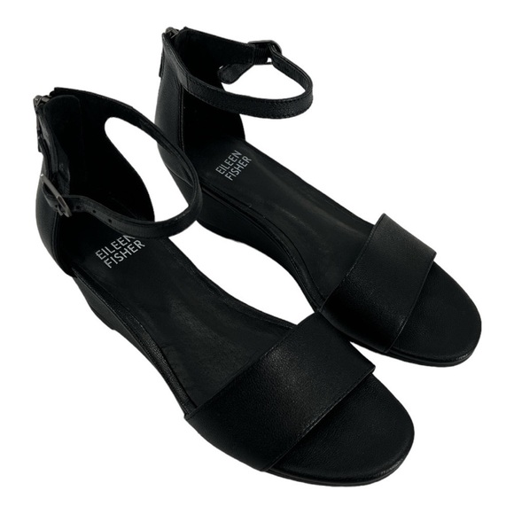 Eileen Fisher Mara Tumbled Leather Wedge Sandal size 5 - Picture 3 of 13